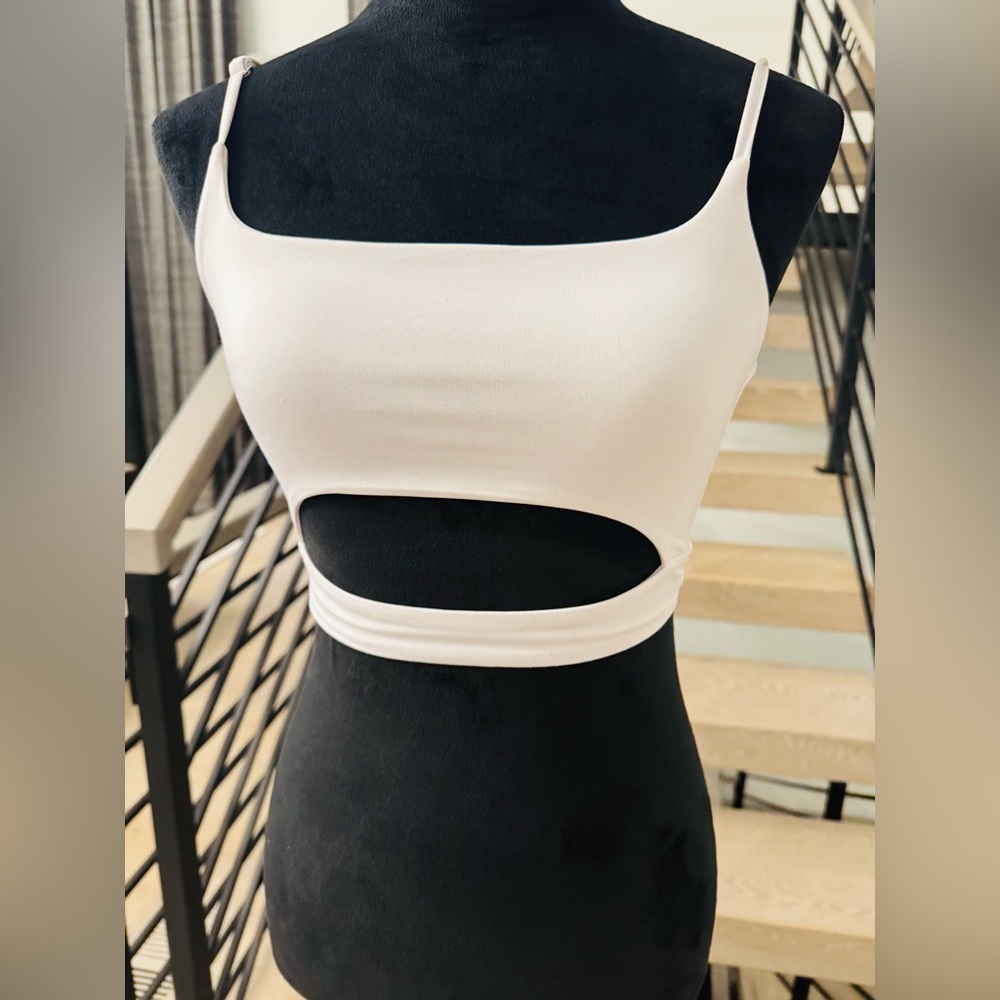 New White Cut-Out Women's Top